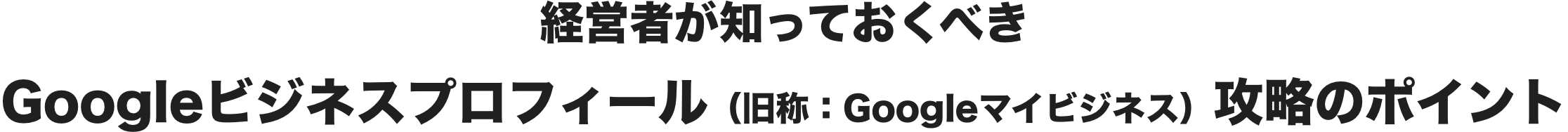 経営者が知っておくべき
                    Googleビジネスプロフィール（旧称：Googleマイビジネス）攻略のポイント