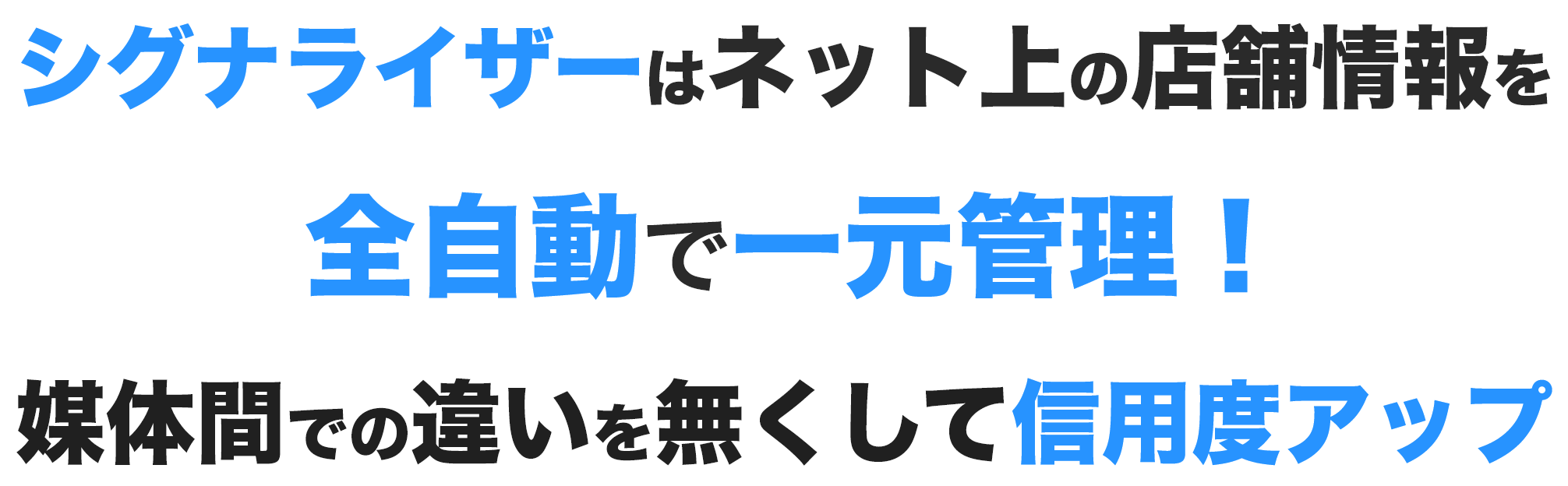 シグナライザーはネット上の店舗情報を全自動で一元管理！媒体間での違いを無くして信用度アップ